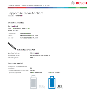 Rapport de capacité batterie Bosch